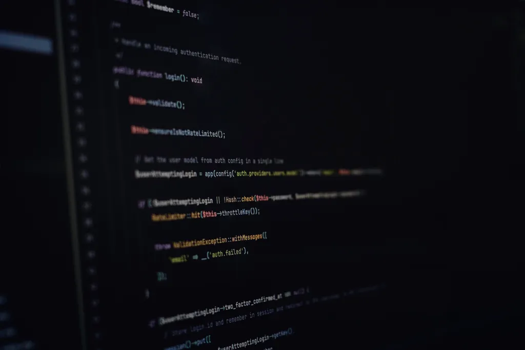 Snippet of a code editor with colorful code