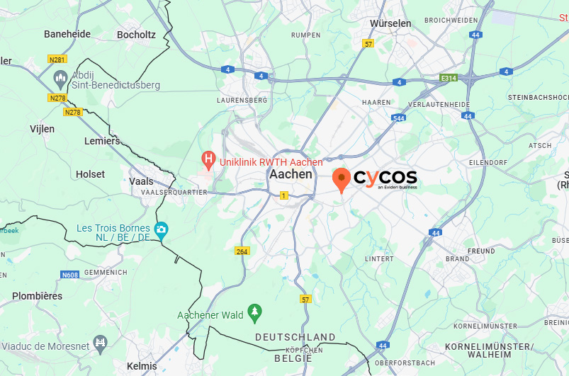 Karte mit dem Standort der cycos AG